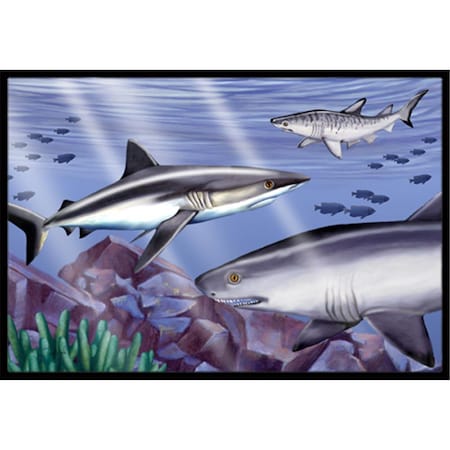 Carolines Treasures Sharks Indoor and Outdoor Mat- 24 x 36 in. PTW2043JMAT